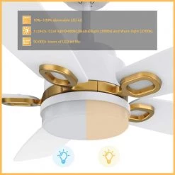 Havre 52 in. Integrated LED Indoor/Outdoor White Smart Ceiling Fan with Light and Remote, Works with Alexa/Google Home by CARRO -Decor Therapy Shop white carro ceiling fans with lights hs525b4 l12 w1 1g c3 1000