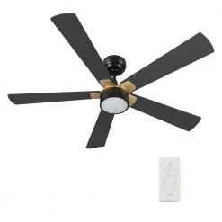 Granby 52 in. Integrated LED Indoor/Outdoor Black Smart Ceiling Fan with Light and Remote, Works with Alexa/Google Home by CARRO -Decor Therapy Shop white carro ceiling fans with lights hs525b5 l11 b2 1g 44 1000