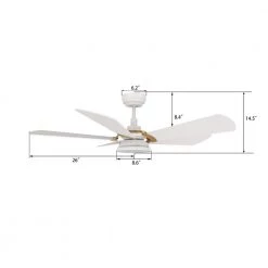 Bradford 52 in. Dimmable LED Indoor/Outdoor White Smart Ceiling Fan with Light and Remote, Works with Alexa/Google Home by CARRO -Decor Therapy Shop white carro ceiling fans with lights hs525b6 l12 w1 1g 44 1000