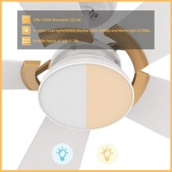 Bradford 52 in. Dimmable LED Indoor/Outdoor White Smart Ceiling Fan with Light and Remote, Works with Alexa/Google Home by CARRO -Decor Therapy Shop white carro ceiling fans with lights hs525b6 l12 w1 1g c3 1000