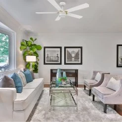 Granby 52 in. Integrated LED Indoor/Outdoor White Smart Ceiling Fan with Light and Remote, Works with Alexa/Google Home by CARRO -Decor Therapy Shop white carro ceiling fans with lights hs525e2 l11 w1 1g 31 1000