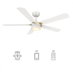 Granby 52 in. Integrated LED Indoor/Outdoor White Smart Ceiling Fan with Light and Remote, Works with Alexa/Google Home by CARRO