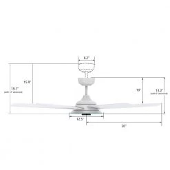 Hardley 52 in. Integrated LED Indoor/Outdoor White Smart Ceiling Fan with Light and Remote, Works with Alexa/Google Home by CARRO -Decor Therapy Shop white carro ceiling fans with lights hs525h l13 w1 1 44 1000