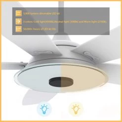 Hardley 52 in. Integrated LED Indoor/Outdoor White Smart Ceiling Fan with Light and Remote, Works with Alexa/Google Home by CARRO -Decor Therapy Shop white carro ceiling fans with lights hs525h l13 w1 1 4f 1000