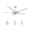 Hardley 52 in. Integrated LED Indoor/Outdoor White Smart Ceiling Fan with Light and Remote, Works with Alexa/Google Home by CARRO -Decor Therapy Shop white carro ceiling fans with lights hs525h l13 w1 1 64 1000