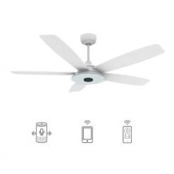 Hardley 52 in. Integrated LED Indoor/Outdoor White Smart Ceiling Fan with Light and Remote, Works with Alexa/Google Home by CARRO