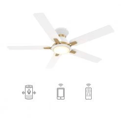 Essex 52 in. Integrated LED Indoor/Outdoor White Smart Ceiling Fan with Light and Remote, Works w/Alexa/Google Home by CARRO
