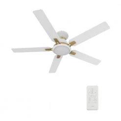 Essex 52 in. Integrated LED Indoor/Outdoor White Smart Ceiling Fan with Light and Remote, Works w/Alexa/Google Home by CARRO -Decor Therapy Shop white carro ceiling fans with lights hs525j l12 w1 1g fm fa 1000