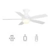 Fannin 52 in. Dimmable LED Indoor/Outdoor White Smart Ceiling Fan with Light and Remote, Works with Alexa/Google Home by CARRO -Decor Therapy Shop white carro ceiling fans with lights hs525q2 l12 w1 1 64 1000