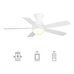 Fannin 52 in. Dimmable LED Indoor/Outdoor White Smart Ceiling Fan with Light and Remote, Works with Alexa/Google Home by CARRO