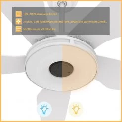 Starfish 52 in. Dimmable LED Indoor/Outdoor White Smart Ceiling Fan with Light and Remote, Works with Alexa/Google Home by CARRO 14 Starfish 52 in. Dimmable LED Indoor/Outdoor White Smart Ceiling Fan with Light and Remote, Works with Alexa/Google Home by CARRO -Decor Therapy Shop white carro ceiling fans with lights hs525s l13 w1 1 1f 1000