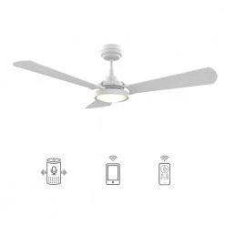 Veter 56 in. Dimmable LED Indoor/Outdoor White Smart Ceiling Fan with Light and Remote, Works with Alexa/Google Home by CARRO