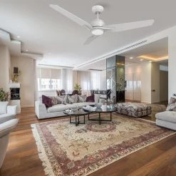 Tilbury 56 in. Dimmable LED Indoor/Outdoor White Smart Ceiling Fan with Light and Remote, Works with Alexa/Google Home by CARRO -Decor Therapy Shop white carro ceiling fans with lights hs563j3 l11 w1 1 31 1000