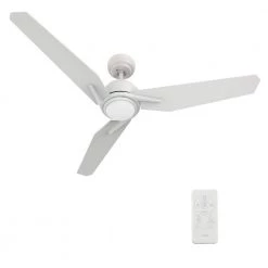 Tilbury 56 in. Dimmable LED Indoor/Outdoor White Smart Ceiling Fan with Light and Remote, Works with Alexa/Google Home by CARRO -Decor Therapy Shop white carro ceiling fans with lights hs563j3 l11 w1 1 44 1000