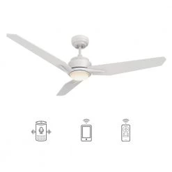 Tilbury 56 in. Dimmable LED Indoor/Outdoor White Smart Ceiling Fan with Light and Remote, Works with Alexa/Google Home by CARRO