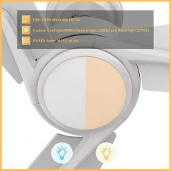 Tilbury 56 in. Dimmable LED Indoor/Outdoor White Smart Ceiling Fan with Light and Remote, Works with Alexa/Google Home by CARRO -Decor Therapy Shop white carro ceiling fans with lights hs563j3 l11 w1 1 c3 1000