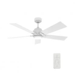 Aspen 56 in. Dimmable LED Indoor/Outdoor White Smart Ceiling Fan with Light and Remote, Works with Alexa/Google Home by CARRO -Decor Therapy Shop white carro ceiling fans with lights hs565j1 l11 w1 1 1f 1000