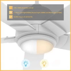 Aspen 56 in. Dimmable LED Indoor/Outdoor White Smart Ceiling Fan with Light and Remote, Works with Alexa/Google Home by CARRO -Decor Therapy Shop white carro ceiling fans with lights hs565j1 l11 w1 1 c3 1000