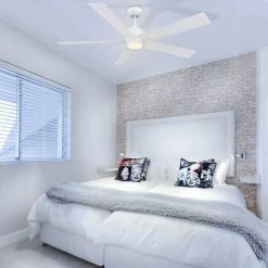 Aspen 60 in. Dimmable LED Indoor/Outdoor White Smart Ceiling Fan with Light and Remote, Works with Alexa/Google Home by CARRO -Decor Therapy Shop white carro ceiling fans with lights hs605j1 l11 w1 1 31 1000