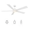 Aspen 60 in. Dimmable LED Indoor/Outdoor White Smart Ceiling Fan with Light and Remote, Works with Alexa/Google Home by CARRO -Decor Therapy Shop white carro ceiling fans with lights hs605j1 l11 w1 1 64 1000