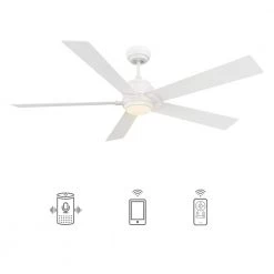 Aspen 60 in. Dimmable LED Indoor/Outdoor White Smart Ceiling Fan with Light and Remote, Works with Alexa/Google Home by CARRO