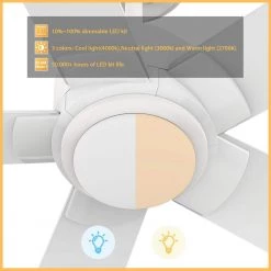 Aspen 60 in. Dimmable LED Indoor/Outdoor White Smart Ceiling Fan with Light and Remote, Works with Alexa/Google Home by CARRO -Decor Therapy Shop white carro ceiling fans with lights hs605j1 l11 w1 1 c3 1000