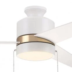 Marais 52 in. Integrated LED Indoor White Ceiling Fan with Light Kit and Pull Chain by CARRO -Decor Therapy Shop white carro ceiling fans with lights hwga 523a5 l12 w1 1g 1f 1000