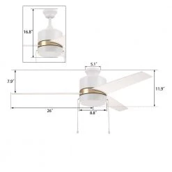 Marais 52 in. Integrated LED Indoor White Ceiling Fan with Light Kit and Pull Chain by CARRO -Decor Therapy Shop white carro ceiling fans with lights hwga 523a5 l12 w1 1g 76 1000