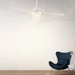 Konfor 52 in. Integrated LED Indoor White DC Motor Ceiling Fan with Light Kit and Remote Control Included by CARRO -Decor Therapy Shop white carro ceiling fans with lights hwga 523q l12 w1 1 1d 1000