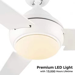 Konfor 52 in. Integrated LED Indoor White DC Motor Ceiling Fan with Light Kit and Remote Control Included by CARRO -Decor Therapy Shop white carro ceiling fans with lights hwga 523q l12 w1 1 c3 1000