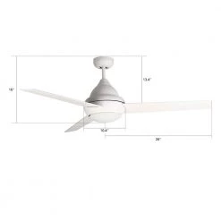Konfor 52 in. Integrated LED Indoor White DC Motor Ceiling Fan with Light Kit and Remote Control Included by CARRO -Decor Therapy Shop white carro ceiling fans with lights hwga 523q l12 w1 1 fa 1000