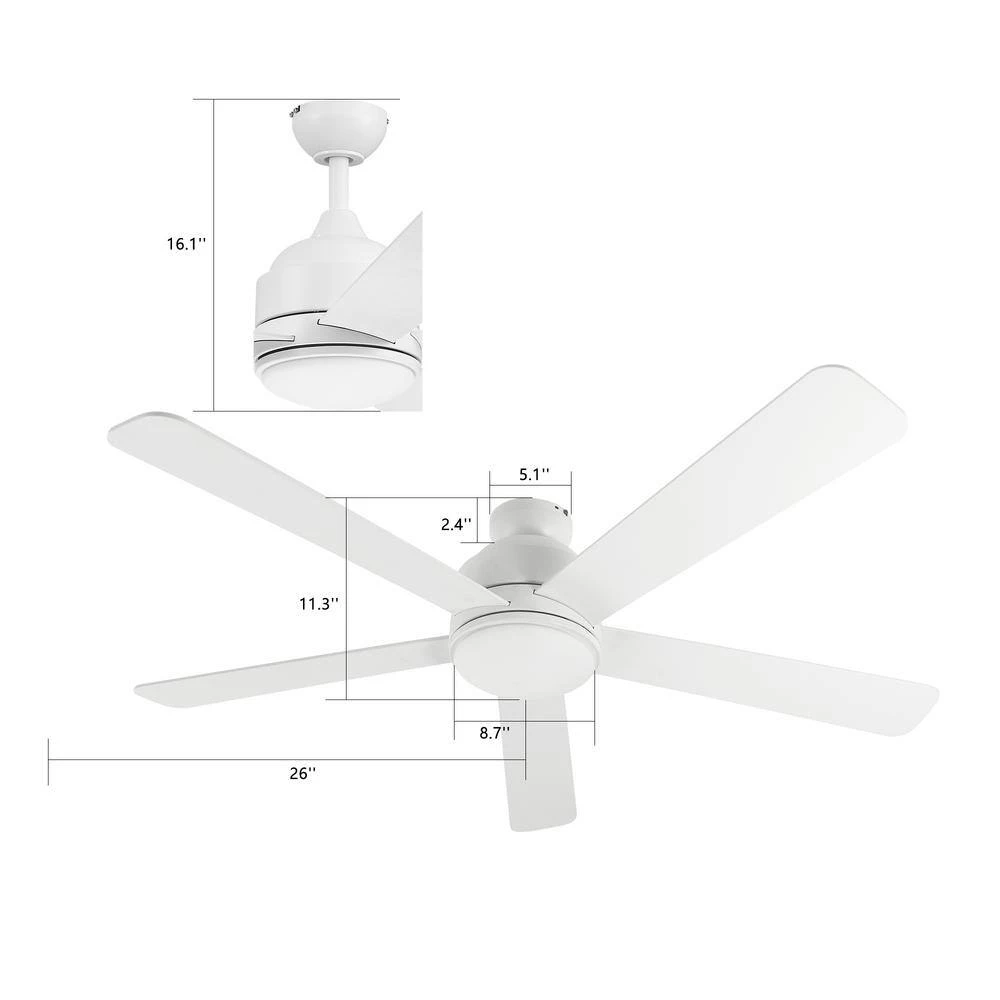 Soran 52 in. Integrated LED Indoor White Smart Ceiling Fan with Light Kit and Wall Control, Works with Alexa/Google Home by CARRO 12 Soran 52 in. Integrated LED Indoor White Smart Ceiling Fan with Light Kit and Wall Control, Works with Alexa/Google Home by CARRO - Image 10