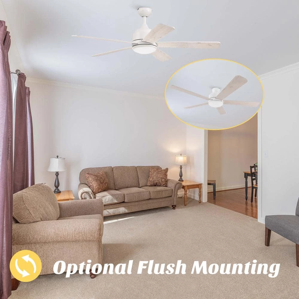 Soran 52 in. Integrated LED Indoor White Smart Ceiling Fan with Light Kit and Wall Control, Works with Alexa/Google Home by CARRO 4 Soran 52 in. Integrated LED Indoor White Smart Ceiling Fan with Light Kit and Wall Control, Works with Alexa/Google Home by CARRO - Image 2