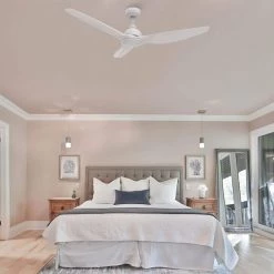 Karter 52 in. Dimmable LED Indoor/Outdoor White Smart Ceiling Fan with Light and Remote, Works w/Alexa/Google Home by CARRO -Decor Therapy Shop white carro ceiling fans with lights ns523k l12 w1 31 1000