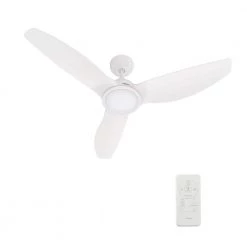 Karter 52 in. Dimmable LED Indoor/Outdoor White Smart Ceiling Fan with Light and Remote, Works w/Alexa/Google Home by CARRO
