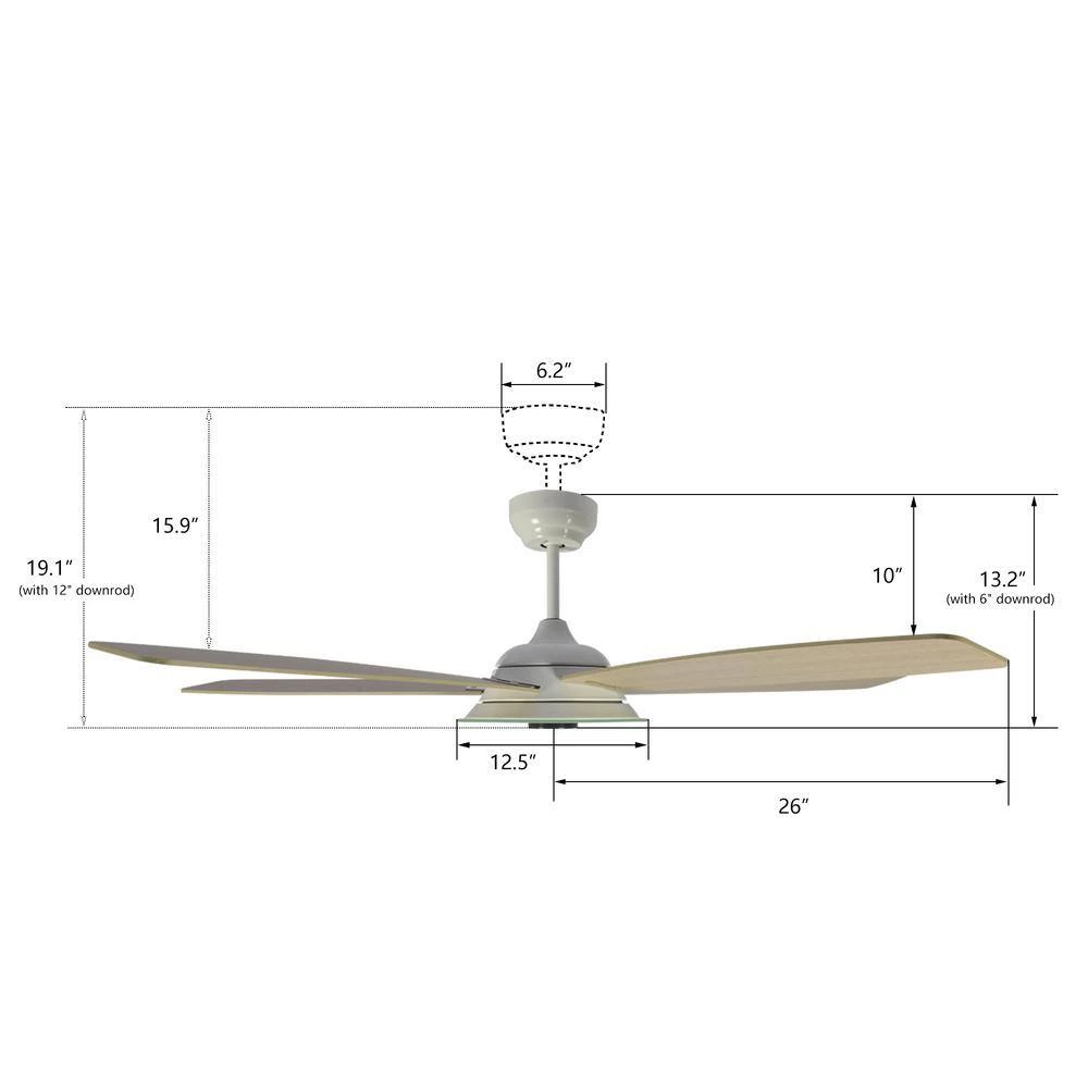 Hardley 52 in. Dimmable LED Indoor/Outdoor White Smart Ceiling Fan with Light and Remote, Works with Alexa/Google Home by CARRO 8 Hardley 52 in. Dimmable LED Indoor/Outdoor White Smart Ceiling Fan with Light and Remote, Works with Alexa/Google Home by CARRO - Image 6