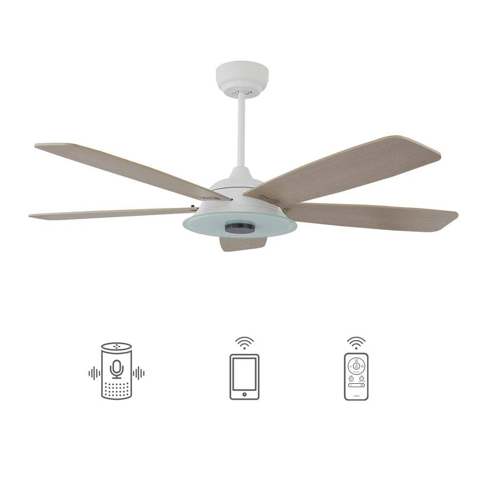 Hardley 52 in. Dimmable LED Indoor/Outdoor White Smart Ceiling Fan with Light and Remote, Works with Alexa/Google Home by CARRO 3 Hardley 52 in. Dimmable LED Indoor/Outdoor White Smart Ceiling Fan with Light and Remote, Works with Alexa/Google Home by CARRO