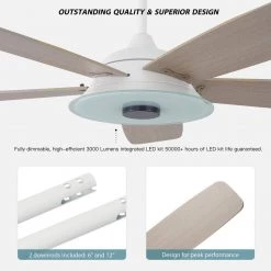 Hardley 52 in. Dimmable LED Indoor/Outdoor White Smart Ceiling Fan with Light and Remote, Works with Alexa/Google Home by CARRO 11 Hardley 52 in. Dimmable LED Indoor/Outdoor White Smart Ceiling Fan with Light and Remote, Works with Alexa/Google Home by CARRO -Decor Therapy Shop white carro ceiling fans with lights ns525h l13 w6 c3 1000