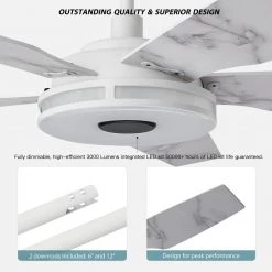 Starfish 52 in. Dimmable LED Indoor/Outdoor White Smart Ceiling Fan with Light and Remote, Works with Alexa/Google Home by CARRO 13 Starfish 52 in. Dimmable LED Indoor/Outdoor White Smart Ceiling Fan with Light and Remote, Works with Alexa/Google Home by CARRO -Decor Therapy Shop white carro ceiling fans with lights ns525s l13 w7 1f 1000