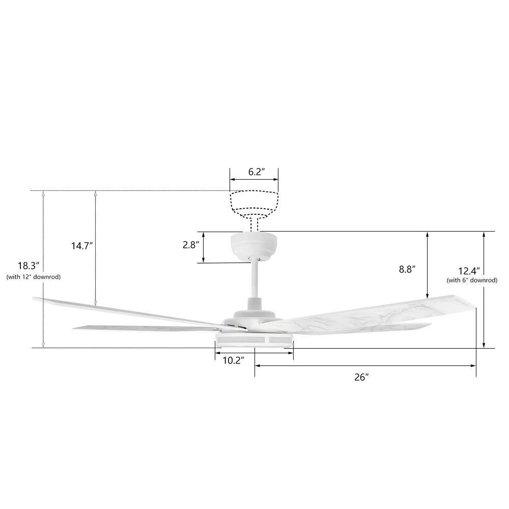 Starfish 52 in. Dimmable LED Indoor/Outdoor White Smart Ceiling Fan with Light and Remote, Works with Alexa/Google Home by CARRO 8 Starfish 52 in. Dimmable LED Indoor/Outdoor White Smart Ceiling Fan with Light and Remote, Works with Alexa/Google Home by CARRO - Image 6