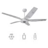 Starfish 52 in. Dimmable LED Indoor/Outdoor White Smart Ceiling Fan with Light and Remote, Works with Alexa/Google Home by CARRO -Decor Therapy Shop white carro ceiling fans with lights ns525s l13 w7 64 1000