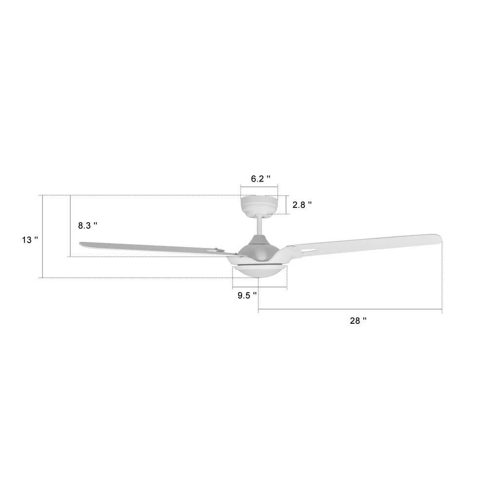 Alden 56 in. Dimmable LED Indoor/Outdoor White Smart Ceiling Fan with Light and Remote, Works with Alexa/Google Home by CARRO 8 Alden 56 in. Dimmable LED Indoor/Outdoor White Smart Ceiling Fan with Light and Remote, Works with Alexa/Google Home by CARRO - Image 6