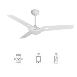 Alden 56 in. Dimmable LED Indoor/Outdoor White Smart Ceiling Fan with Light and Remote, Works with Alexa/Google Home by CARRO