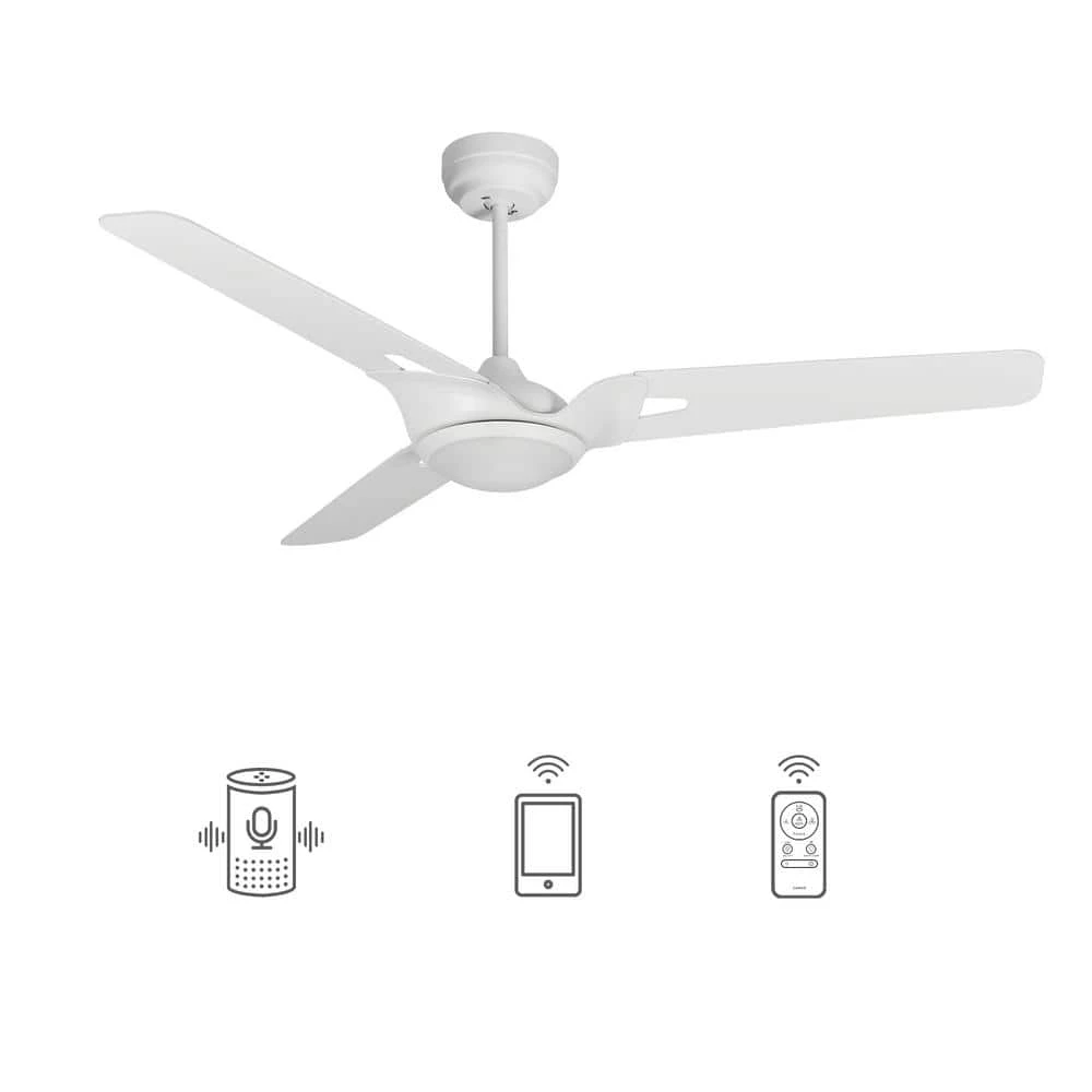 Alden 56 in. Dimmable LED Indoor/Outdoor White Smart Ceiling Fan with Light and Remote, Works with Alexa/Google Home by CARRO 3 Alden 56 in. Dimmable LED Indoor/Outdoor White Smart Ceiling Fan with Light and Remote, Works with Alexa/Google Home by CARRO
