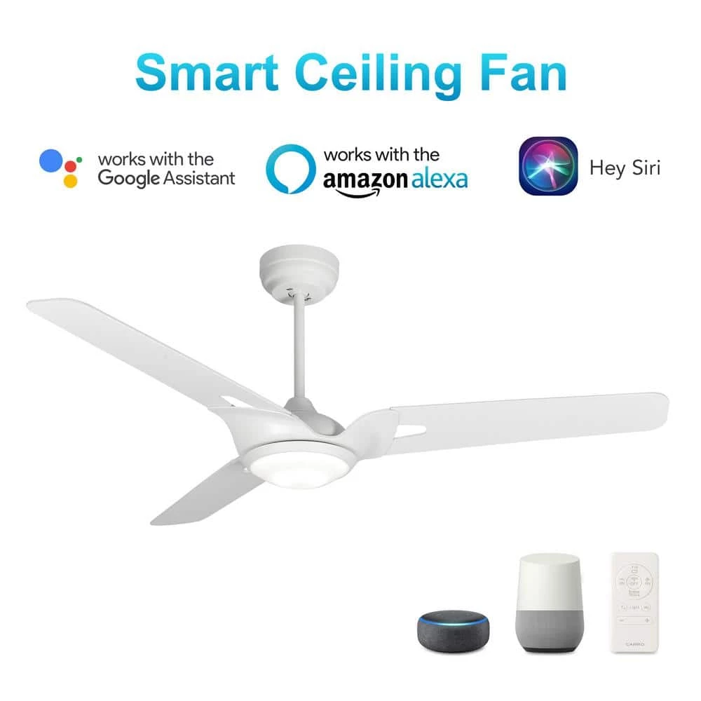 Alden 56 in. Dimmable LED Indoor/Outdoor White Smart Ceiling Fan with Light and Remote, Works with Alexa/Google Home by CARRO 5 Alden 56 in. Dimmable LED Indoor/Outdoor White Smart Ceiling Fan with Light and Remote, Works with Alexa/Google Home by CARRO - Image 3