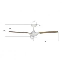 Alden 56 in. Dimmable LED Indoor/Outdoor White Smart Ceiling Fan with Light and Remote, Works with Alexa/Google Home by CARRO -Decor Therapy Shop white carro ceiling fans with lights ns563a l12 w6 1f 1000
