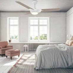 Alden 56 in. Dimmable LED Indoor/Outdoor White Smart Ceiling Fan with Light and Remote, Works with Alexa/Google Home by CARRO -Decor Therapy Shop white carro ceiling fans with lights ns563a l12 w6 31 1000