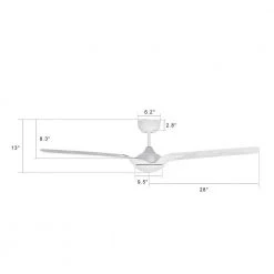 Alden 56 in. Dimmable LED Indoor/Outdoor White Smart Ceiling Fan with Light and Remote, Works with Alexa/Google Home by CARRO -Decor Therapy Shop white carro ceiling fans with lights ns563a l12 w7 1f 1000