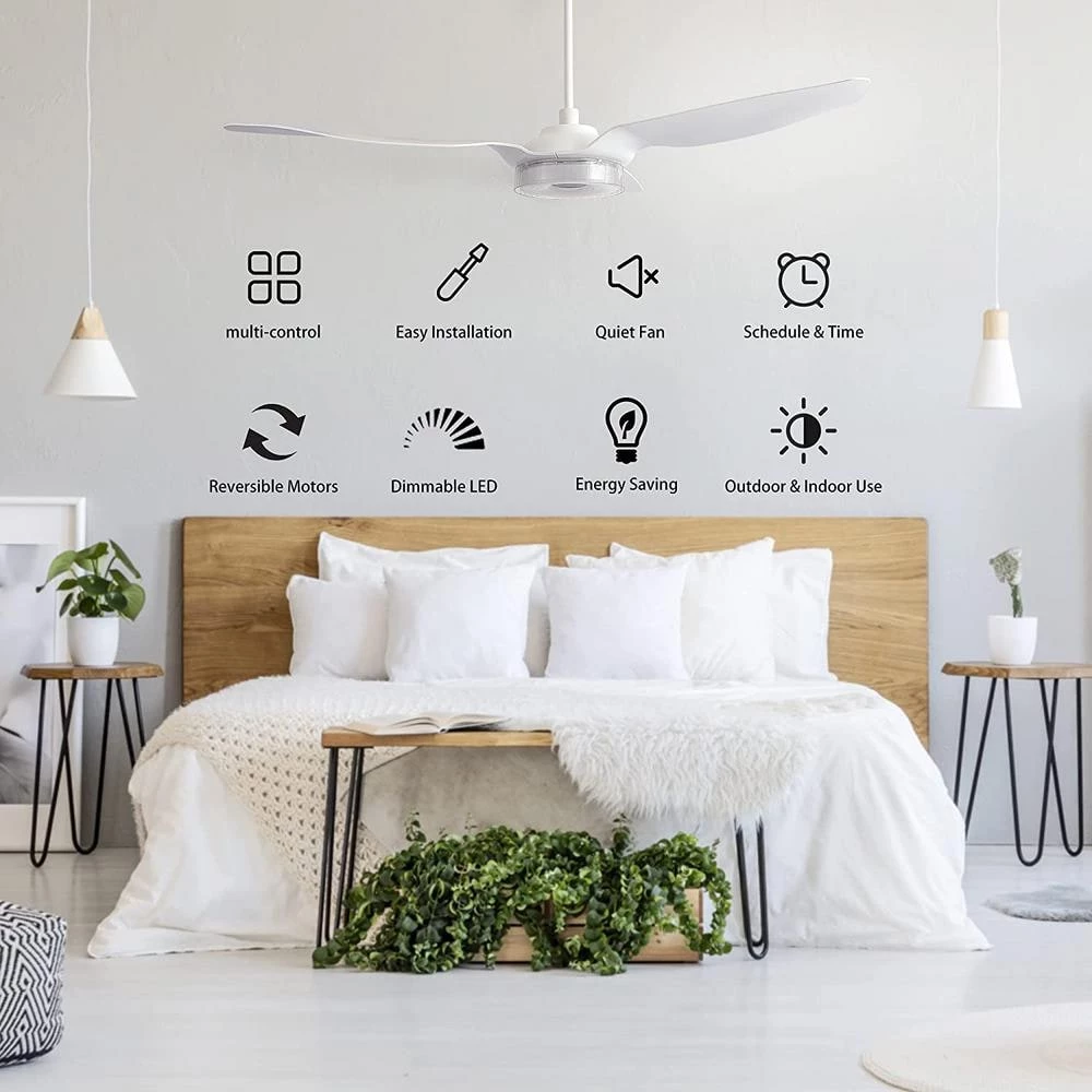 Finley 56 in. Dimmable LED Indoor/Outdoor White Smart Ceiling Fan, Light and Remote, Works with Alexa/Google Home/Siri by CARRO 9 Finley 56 in. Dimmable LED Indoor/Outdoor White Smart Ceiling Fan, Light and Remote, Works with Alexa/Google Home/Siri by CARRO - Image 7