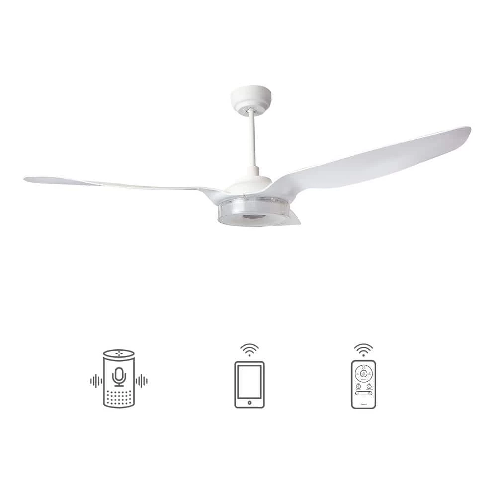 Finley 56 in. Dimmable LED Indoor/Outdoor White Smart Ceiling Fan, Light and Remote, Works with Alexa/Google Home/Siri by CARRO 3 Finley 56 in. Dimmable LED Indoor/Outdoor White Smart Ceiling Fan, Light and Remote, Works with Alexa/Google Home/Siri by CARRO